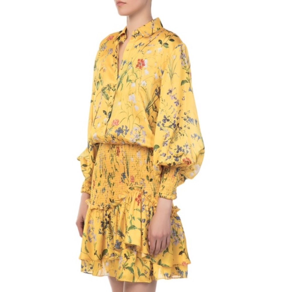 Alexis Rianna Yellow Floral Ruffled Mini Dress XS
